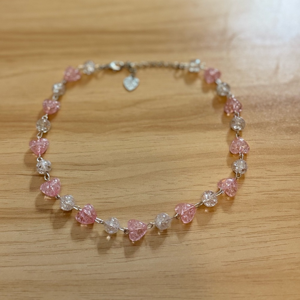 Charming Pink Heart Necklace